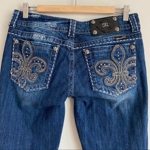 𝅺Miss Me JP5145S Skinny Jeans 30 x 32 Bling Fleur De Lis Embellished
